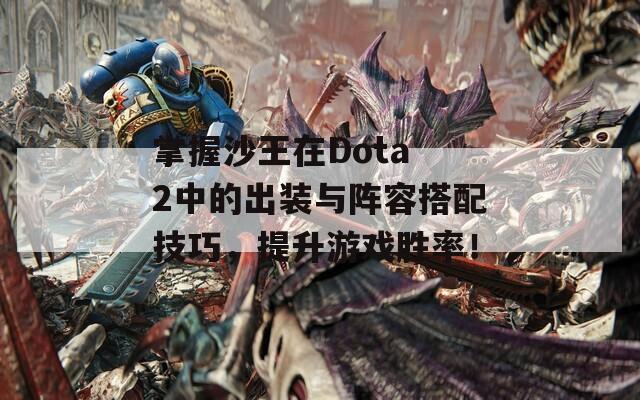 掌握沙王在Dota 2中的出裝與陣容搭配技巧，提升游戲勝率！