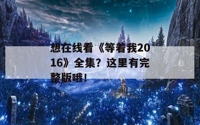 想在線看《等著我2016》全集？這里有完整版哦！
