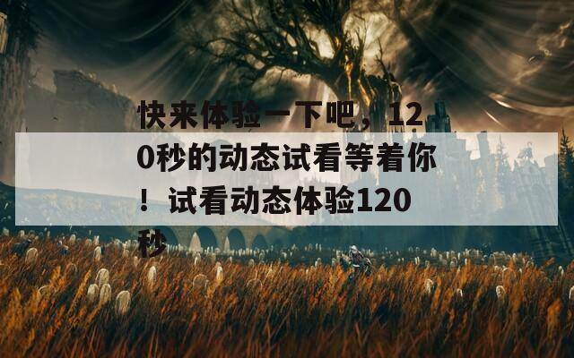 快來(lái)體驗(yàn)一下吧，120秒的動(dòng)態(tài)試看等著你！試看動(dòng)態(tài)體驗(yàn)120秒