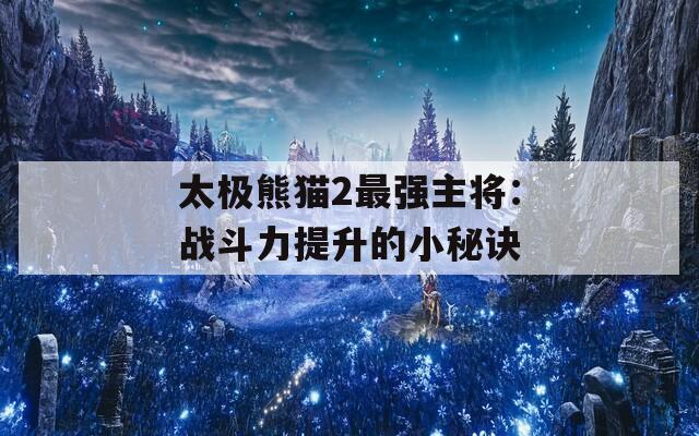 太極熊貓2最強(qiáng)主將：戰(zhàn)斗力提升的小秘訣
