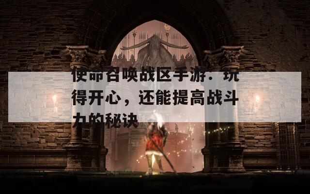使命召喚戰(zhàn)區(qū)手游：玩得開心，還能提高戰(zhàn)斗力的秘訣