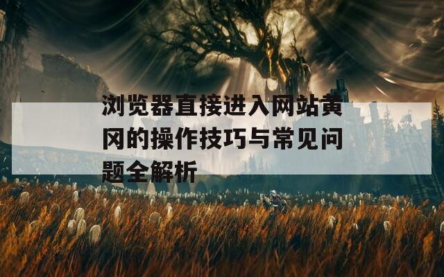 瀏覽器直接進入網(wǎng)站黃岡的操作技巧與常見問題全解析