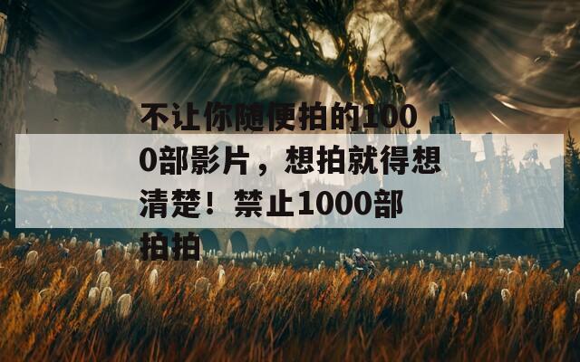 不讓你隨便拍的1000部影片，想拍就得想清楚！禁止1000部拍拍