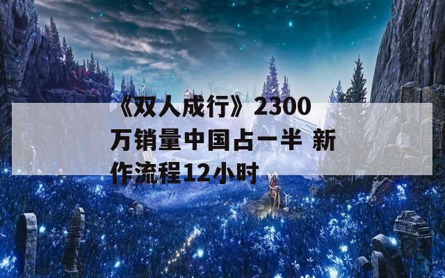 《雙人成行》2300萬銷量中國占一半 新作流程12小時