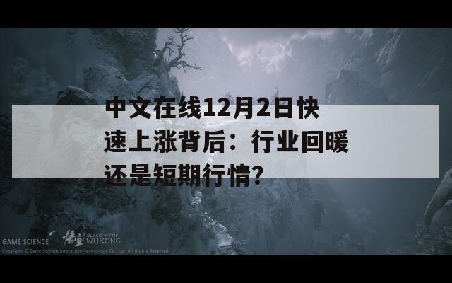 中文在線12月2日快速上漲背后：行業(yè)回暖還是短期行情？