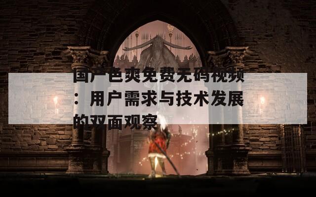 國產(chǎn)色爽免費(fèi)無碼視頻：用戶需求與技術(shù)發(fā)展的雙面觀察