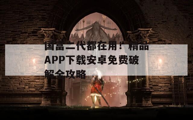 國富二代都在用！精品APP下載安卓免費破解全攻略